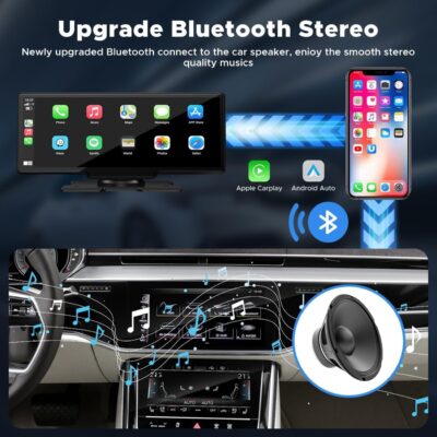 LAMTTO 9.26" Wireless Carplay and Android Auto with 2.5K Dash Cam, 1080P Backup Camera, Portable Touchscreen GPS Navigation for Car, Car Stereo Receiver with Bluetooth,AirPlay,AUX,FM,Googel,Siri - Image 4