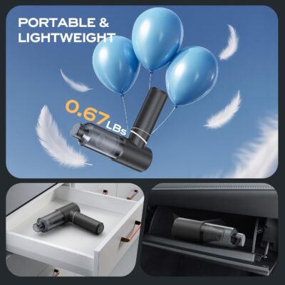 Hand Held Vacuum Cordless Rechargeable: 15000PA Powerful Suction Hand Held Car Vacuum Cleaner,1.25 lbs Lightweight & Washable Filter Air Duster and Vacuum Cleaner for Home, Car,Pets - Image 7