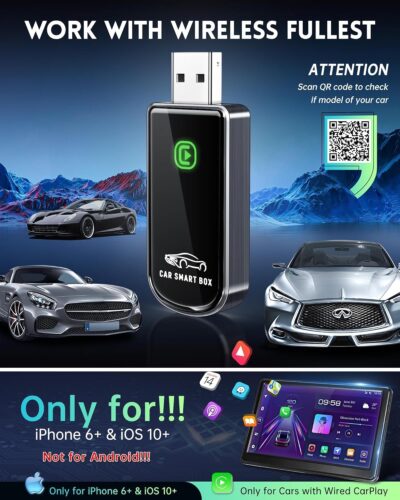 Wireless CarPlay Adapter for Apple iPhone iOS 10+ & Cars from 2015+, Mini Edition, Convert Factory Wired to Wireless CarPlay Dongle Plug & Play GPS Digital Media Receiver (Brushed Cobalt Blue) - Image 7