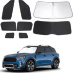 Windshield Sun Shade Foldable Full Windows Coverage Custom Fit for Mini Countryman Cooper F60 SUV 2017-2024 Accessories Car Window Shades Block Sun UV Rays 8PCS