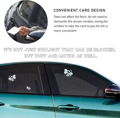 2 PCS Window Shades, Auto Front Rear Side Sun Shades for Block Heat & UV Protection, Breathable Mesh Baby Screen Covers, Universal Car Accessories (Back) - Image 5