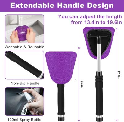 Viewsun Windshield Cleaner Tool, 17Pcs Purple Car Interior Cleaning Kit, Detailing Kit Cleaner, Detailing Brush, Cleaning Gel, Inside Cleaning Supplies Accessories for Trucks, SUVs, RVs Window - Image 3