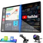 LAMTTO 9" Wireless CarPlay Screen with Net-Flix YouTube Apps Portable Car Play Screen for Apple Carplay and Android Auto with Backup Camera Navigation Bluetooth Voice Control AUX Siri
