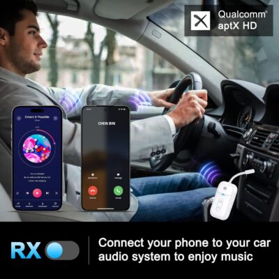 Premium Airplane Bluetooth 5.4 Transmitter Adapter, for 2 AirPods/Headphones,2 in 1 Transmitter Receiver with aptX Low Latency,Wireless Adapter for Flight,TV,Gym,Tablets Car Stereo - Image 7