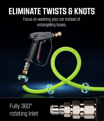 McKillans® Short Pressure Washer Gun with Swivel - High Pressure Water Handle with 3/8" Male Plug and 1/4” Quick Connector Coupler - Power Washer Gun Compatible with Foam Cannon - Car Wash Foam Gun - Image 3