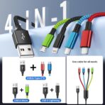 4 in 1 Multi Charging Cable [2Pack 5FT], Tangle Free USB C Car Charger Cable Nylon Braided with 2 USB-C/IP/Micro, Travel Charging Cords for iPhone Android iPad and More - Image 3