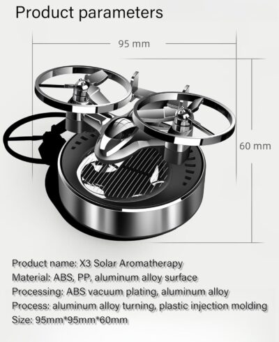 Car Air Freshener | Solar Powered Helicopter Scents Diffuser | Fashion Automotive Interior Decoration Accessories Purifiers for Car and Home Aromatherapy Dashboard (Dark) - Image 2