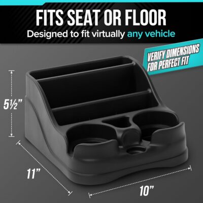 Small Center Console for Cars, Trucks, Minivans, SUVs, Vehicle Organizer, Cup Holders, Recycled Plastic, Made in USA (Black) - Image 6