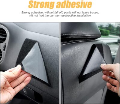 Car Seat Side Pocket Organizer, PU Leather Mini Storage Bag for Auto Door Window Console, Pen Phone Holder Tray Pouch Vehicle Seat Gap Filler for Organize Document, Registration, Notepad (Black) - Image 3