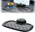 Multifunction Car Anti Slip Mat, 360° Rotatable Phone Holder Dashboard Pad with Temporary Parking Number Rotatable Car Anti Slip Mat Phone Holder (Black-1PC)
