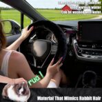 Furry Car Steering Wheel Cover, Fluffy Cover, Soft Warm Plush Non-Slip, 14 1/2-15 inch, for Women Girls, Black - Image 3