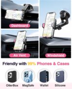 VANMASS【85+LBS Strongest Suction & Military-Grade Ultimate Car Phone Mount【Patent & Safety Certs】 Cell Phone Holder Truck for Dashboard Windshield Vent for iPhone 17 Pro Max 16 15 for Samsung, Pink - Image 4