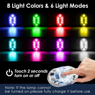 4PCS Wireless Led Lights for Car with Remote,8 Colors Car Interior Lights,Portable Rechargeable Led Night Light,Music Sync Color Change Lights. - Image 3