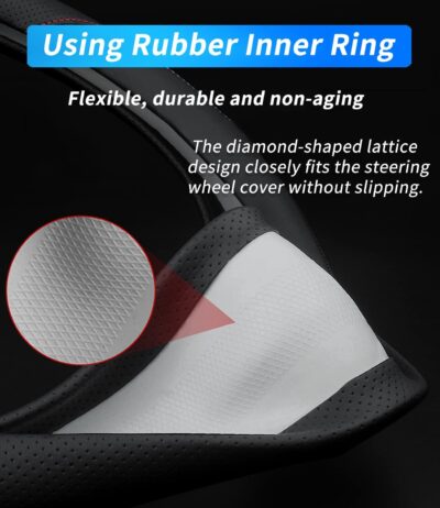 Custom-Fit for GMC Steering Wheel Cover, Premium Leather Car Steering Wheel Cover with Logo, Non-Slip, Breathable, for GMC Accessories (B-Style,for GMC) - Image 4