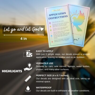 3 PCS Let Go and Let God Car Decals, Vinyl Decals for Cars, Rearview Mirror Stickers, Automotive Decals, Cute Car Accessories for Women Interior Extetior, Cute Decor for Vehicles Fits Most (White) - Image 3