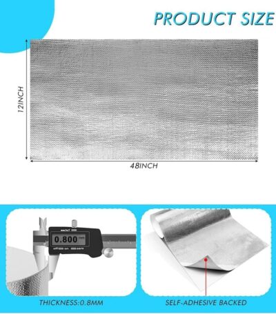 12'' X 48’'Aluminized Heat Shield Mat Thermal Barrier Adhesive Backed Heat Blanket, Fiberglass Insulation Reflective Material High Temp Protection - Image 5
