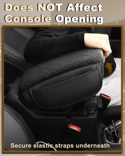 Armrest Cover for Jeep Wrangler JL Center Console Pad with Organizer Storage Pockets, Black Faux Leather Arm Rest Lid Cushion Accessories (2018-2026 Wrangler JL/Gladiator JT) - Image 6