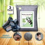 Activated Charcoal Odor Absorber for Strong Odor, Basement, Cars, Closets, Shoes, Smoke. 3 Pack Bamboo Charcoal Air Purifying Bags Deodorizer Odor Eliminator for Home - Image 2