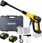 Battery Powered Power Washer - 2×4.0Ah Batteries,1100 PSI,Brushless Motor, Portable Cordless Pressure Washer with 6-in-1 Nozzle, 3 Power Level, Hand Held Pressure Washer for Cars Patio Driveway