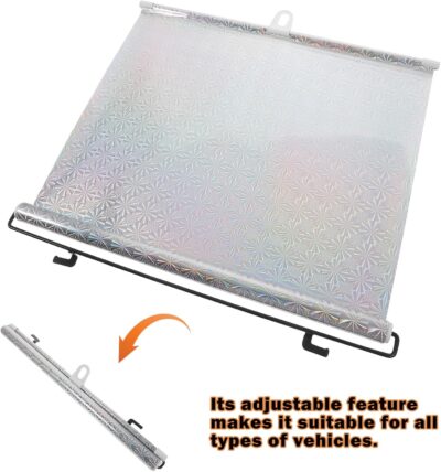 Car Side Window Sunshade with Suction Cup, Silver Laser Reflective Film, 40x60cm Retractable Privacy Shade for Automotive Heat Insulation and UV Protection, Suitable for Cars - Image 6