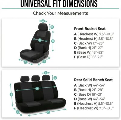 FH Group Car Seat Covers Front Set in Cloth - Car Seat Covers for Low Back Car Seats with Removable Headrest,Universal Fit,Automotive SeatCovers,Washable Car SeatCover for SUV,Sedan,Van Black - Image 4