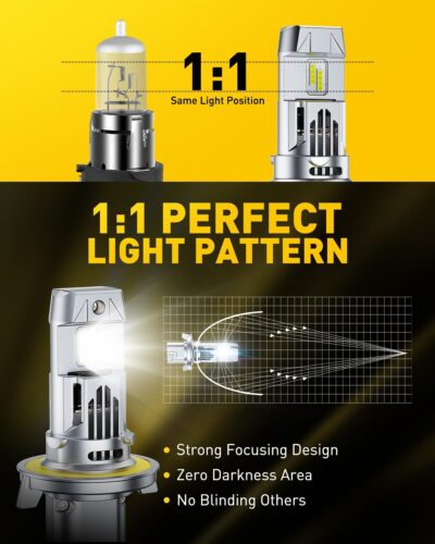 AUXITO H13 Bulbs, 900% Ultra-Bright 9008 Light, Direct Insert 5 Mins Installation, 60000Hrs Long Lifespan, No Flicker, 99% Compatibility, Pack of 2 - Image 3