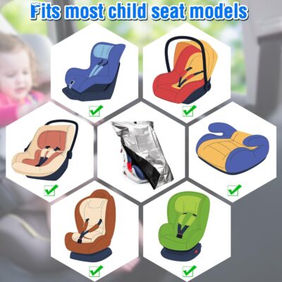 2Pcs Baby Car Seat Sun Shade Cover,Infant Car Seats Heat Protector,Baby Travel Accessories to Keep Toddler Seats at Cool Temperature,CarSeat Cooler Cover UV Protection from Heat/Sun for Babies Seat - Image 7