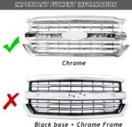 Front Bumper Upper Grille Chrome Grill Fit For 2016 2017 2018 Chevrolet Silverado 1500 Replacement for 84134045,84602489 (Chrome) - Image 5