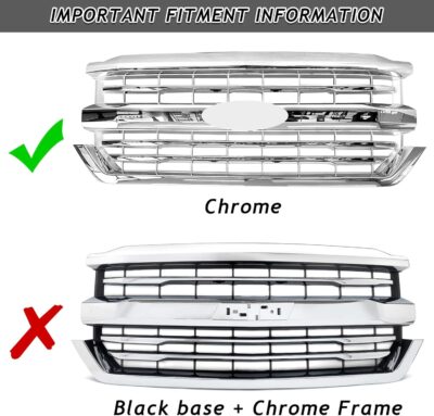 Front Bumper Upper Grille Chrome Grill Fit For 2016 2017 2018 Chevrolet Silverado 1500 Replacement for 84134045,84602489 (Chrome) - Image 5