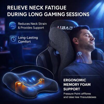 Car Neck Pillow for Driving Gaming Chair Headrest Pillow Office Chair Neck Pillow Ergonomic Design Double Straps Design Suitable for Different Heights - Image 2