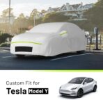 Favoto Car Cover for Tesla Model Y - Custom Fit Vehicle Cover 6 Layers Waterproof All Weather Outdoor Rain Snow Sun Dust Protection with Charging Port Ventilated Mesh Door Zipper - Image 2