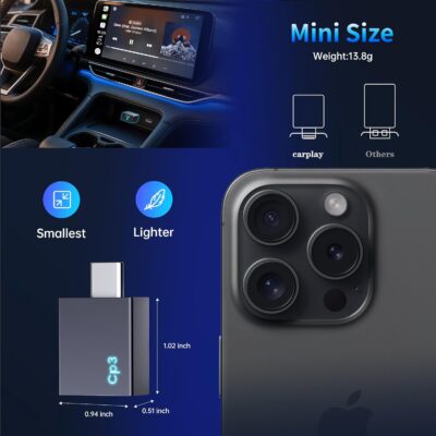 Wireless CarPlay Adapter for iPhone 2026 Upgrade - Stable Connection Convert Wired to Wireless Compatible with Cars 2018+, iOS 10+ (USB-C) - Image 7