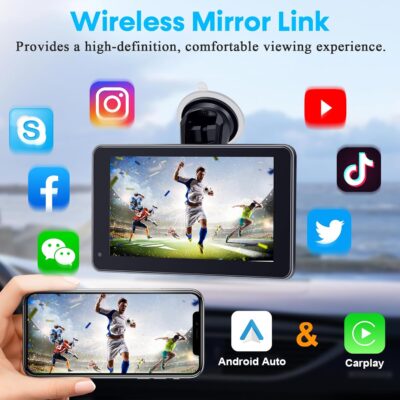 Carplay for Apple Portable Car Screen: Easy Setup 7 Inch Android Auto - Wireless Car Play Touchscreen with GPS Navigation,Bluetooth, FM,AirPlay Mirroring,Siri for Commuters and Older Cars - Image 3