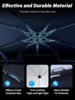 2026 TrySpace Car Windshield Sun Shade Umbrella - [Silver Heat Shield & UV Reflective] Protector for Cars, Universal Fit Medium (56"x31") | 25°F Cooler, Friendly Vinyl Coatings Medium - Image 7