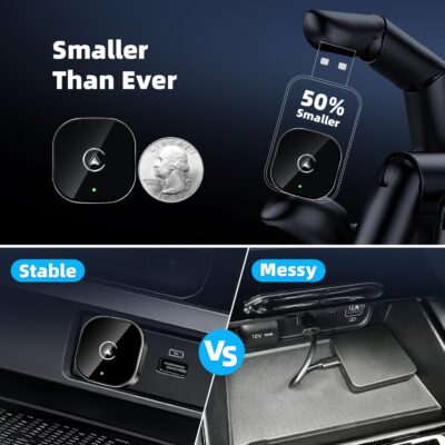 2026 New Wireless CarPlay Adapter for Apple iPhone ＆Android Auto 2 in 1, Mini USB CarPlay Dongle Wired to Wireless, Fast Connection, Compatible with iOS 10+ & Android 11+, Plug and Play (Black) - Image 3