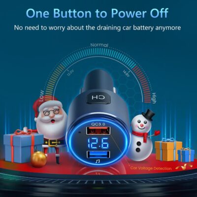 Upgraded V5.3 FM Bluetooth Transmitter, Bluetooth Car Adapter QC3.0 & LED Backlit Wireless FM Radio Adapter Music Player/Car Kit, Siri Google Assistant - Image 5