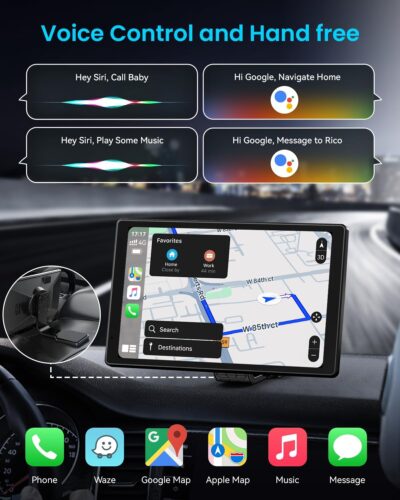 8” Wireless Apple CarPlay Screen for Car with Android Auto & 1080P Backup Camera, Rotatable Touchscreen Car Stereo, Vertical & Horizontal Mode, Bluetooth, GPS Navigation, Mirror Link - Image 3