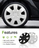 SCITOO Long-Lasting 14" Silver Hubcaps, fits Multiple Models, Stylish & Rust-Resistant, 14 inch Hub Caps Set of 4 Wheel Covers with Universal Snap-On Retention Rings - Image 5