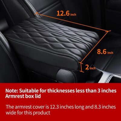Car Center Console Heighten Cover, Leather Memory Foam Car Armrest Booster Pads, Leather Car Armrest Cover Protector, Suitable for Most Vehicles, SUVs, Trucks, Cars (Black) - Image 2