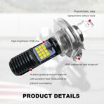 9-16V H4 LED Motorcycle Headlight Bulbs, Super Bright 3030 Chips Bulb Halogen Lamp Replacement, Waterproof High/Low Beam LED Headlight Bulb for Most Motorcycles ATVs (White) - Image 5