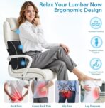 Lumbar Support Pillow for Office Chair, Car & Gaming Chair, Ergonomic Memory Foam Cushion for Back Comfort, Zoned Back Support, Double Adjustable Straps, Breathable Washable Cover, Black - Image 2