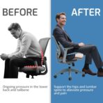 Memory Foam Seat Cushion,Office Chair Cushion with Lumbar Support for Back Pressure Relief, Car Seat Cushion with Adjustable Strap,Sciatica Pad Cushions for Car,Truck, Desk,Gaming Chair - Image 5