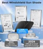 DMJN Windshield Sun Shade - Medium, Car Sunshade for Front Windshield [Nano Ice-Crystal Coatings] UPF50+ Heat Block & UV Reflective - Protect Interior & Keep Cooler - Image 6