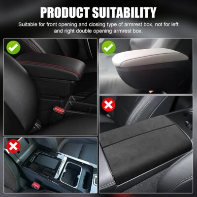 Car Center Console Armrest Pillow with 2 Storage Pockets, Memory Foam Car Armrest Cushion, Leather Car Center Console Cover for Most Vehicle (Black-Upgraded Thickened) - Image 6