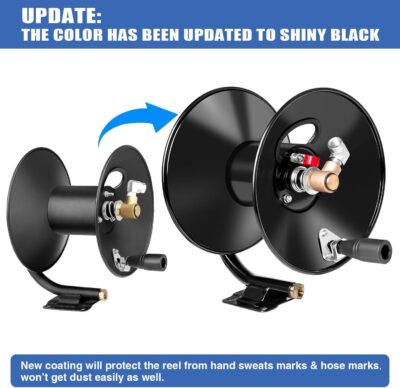 MEKOH Pressure Washer Hose Reel 50ftx3/8” / 65ftx1/4”, 4000PSI Heavy Duty Power Washer Hose Reel with M22-14 Fitting, Hand Crank Metal Reel with Wall/Trailer/Van Mount, Manual Hose Reel for Water - Image 7