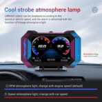 OBD2 Gauge Car HUD Head Up Display Multifunction Digital,Car Speedometer Tachometer Water Temperature Oil Temperature Volt Inclinometer Boost Gauge RPM Meter fit for Most Vehicles After 2008 - Image 7