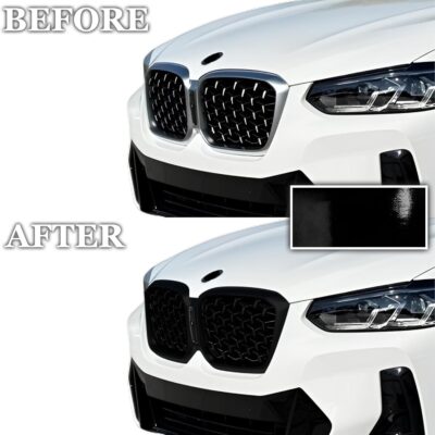 BOGAR TECH DESIGNS for BMW X4 2022-2025 Front Chrome Delete – Precut Vinyl Overlay Kit, Gloss Black Blackout Trim - Image 3