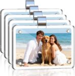 4 Pcs Car Picture Holder Clip Visor Frame Acrylic Magnetic Photo Frames Clear for Cars Sunvisor Display Fit Family Pet Road Trip Memories