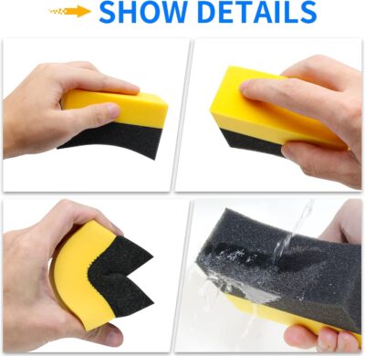 6 Pcs Tire Applicator Dressing Shine Sponge, Tire Dressing Applicator Pads, Color Polishing Sponge for Car Glass, Painted Steel & Porcelain - Image 4