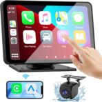 Carplay Screen for Car, 7" HD Wireless Portable Car Play Touchscreen Stereo with Android Auto Mirror Link/Backup Camera/GPS Navigation/Satellite Radio for All Vehicles